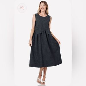 Black Zenana Corduroy Sleeveless Jumper Dress
MIDI Length